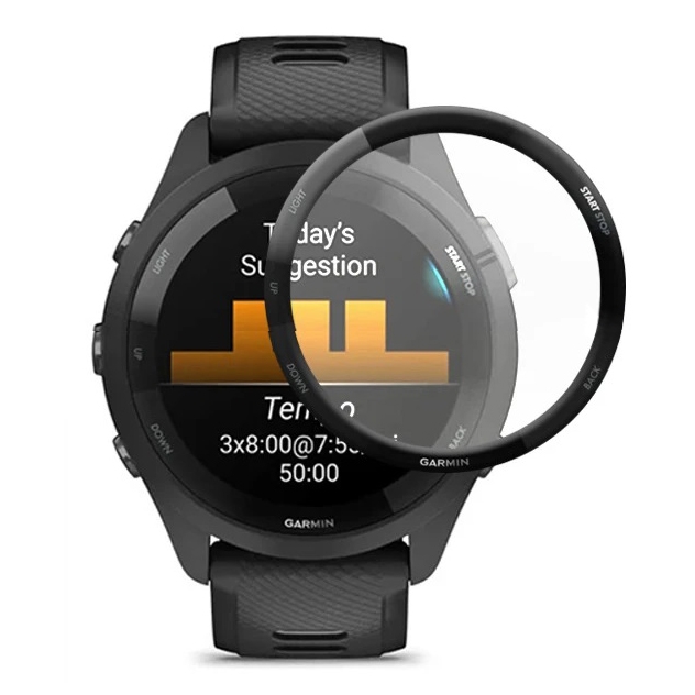 Szkło Hybrydowe | FULL COVER | Black do Garmin Forerunner 265