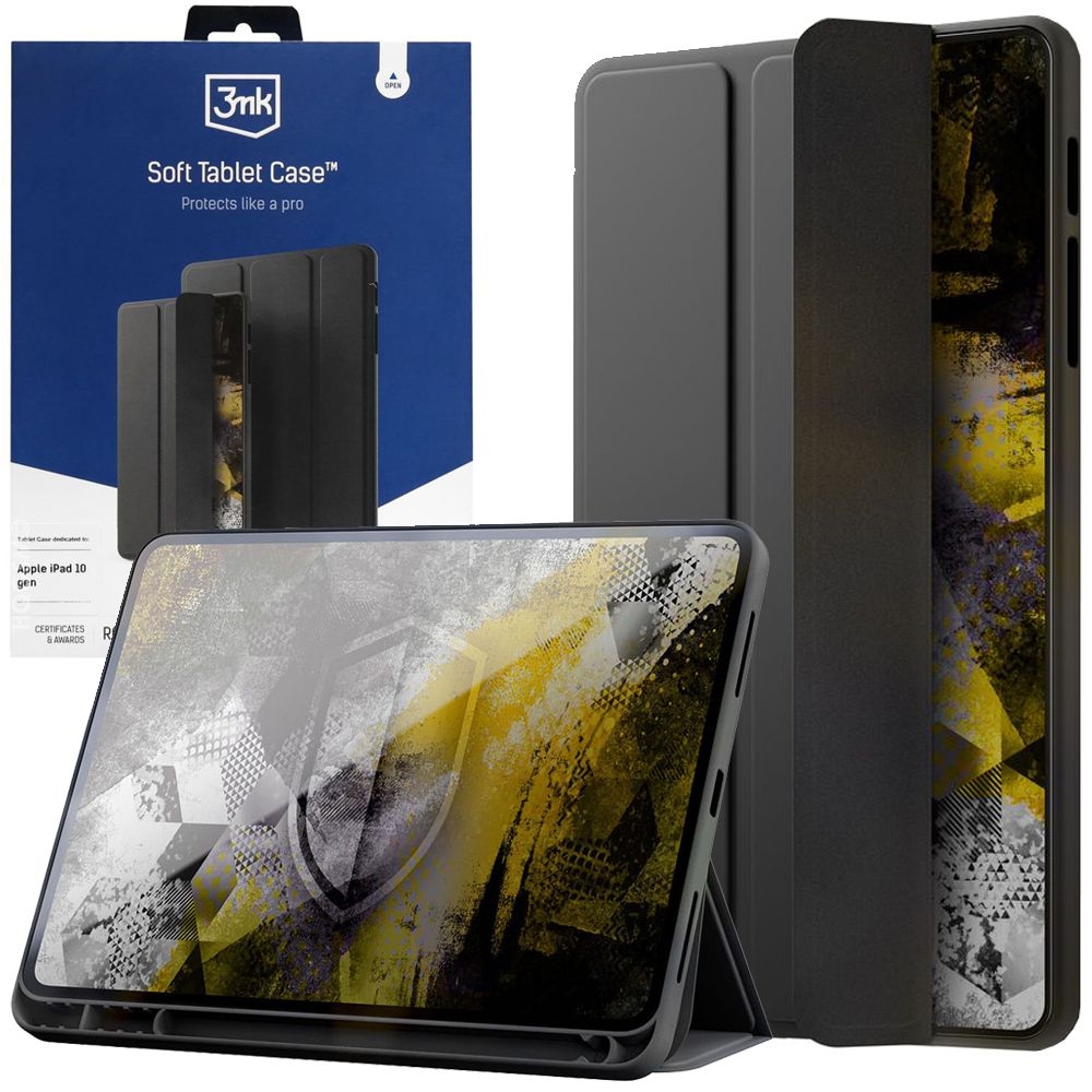 3mk Soft Case | Zamykane Etui z Klapką | Czarne do Apple iPad 10.9 2022 10th gen
