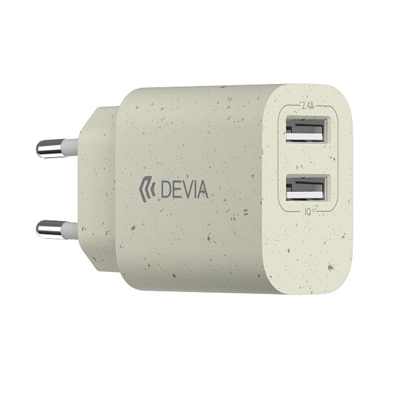 Devia Plant Straw | Ładowarka Sieciowa 2x USB-A 12W | 30% Materiałów Biodegradowalnych