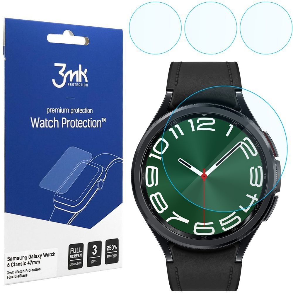 3x Szkło Hybrydowe 3mk Watch Protection do Samsung Galaxy Watch 6 Classic 47mm