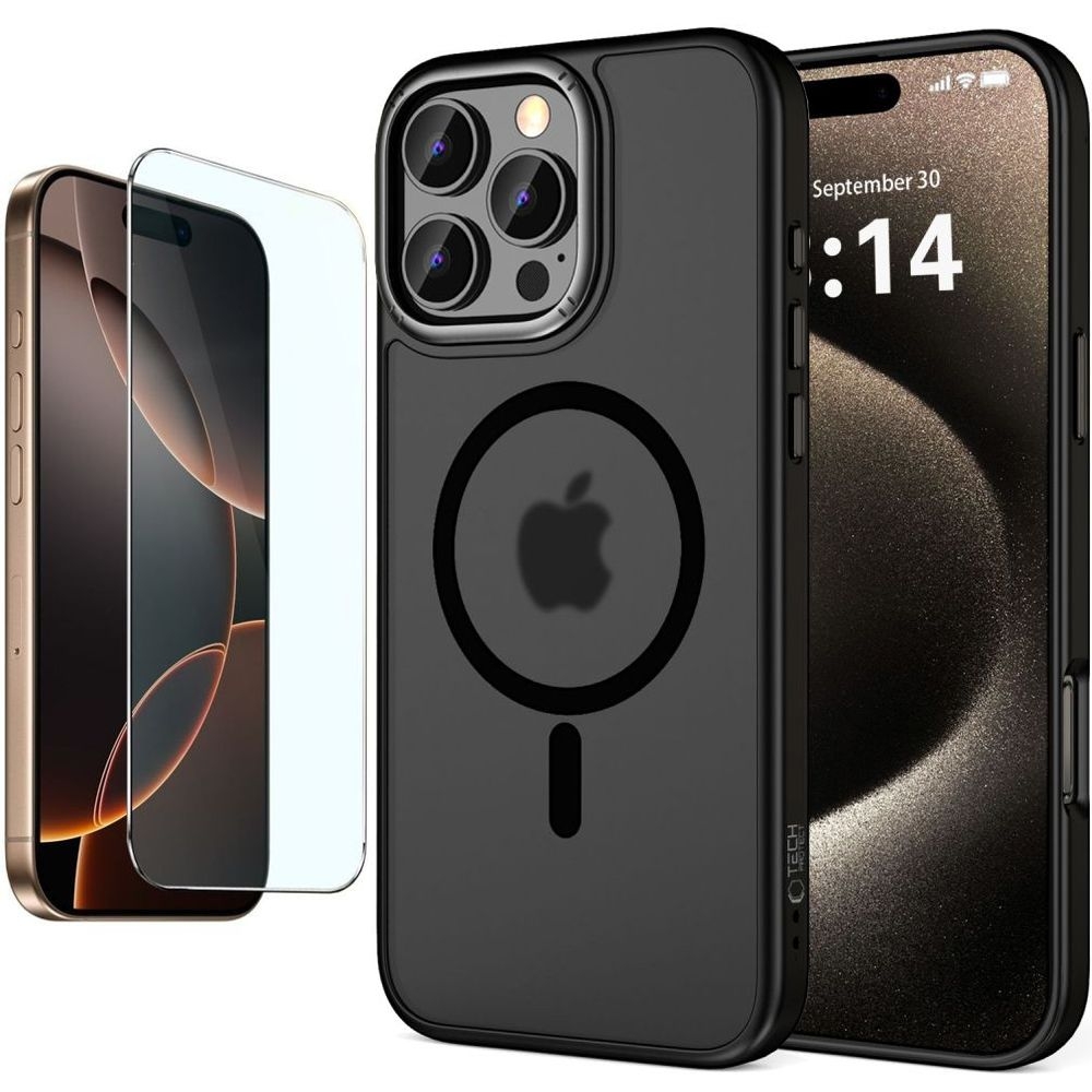 Etui Magnetic MagSafe | Gunmetal Black + SZKŁO do Apple iPhone 16 Pro Max