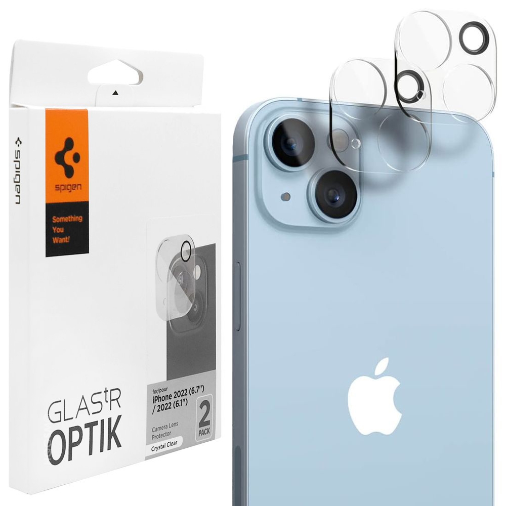 SPIGEN Glas.tR OPTIK | Osłona Szkło Hartowane na Aparat | 2 sztuki | Clear do Apple iPhone 14 / Plus