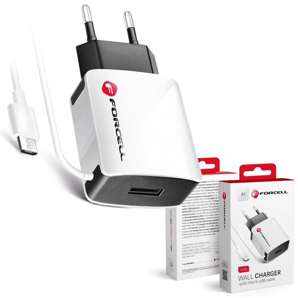 Ładowarka Sieciowa microUSB + USB 2A | Biała