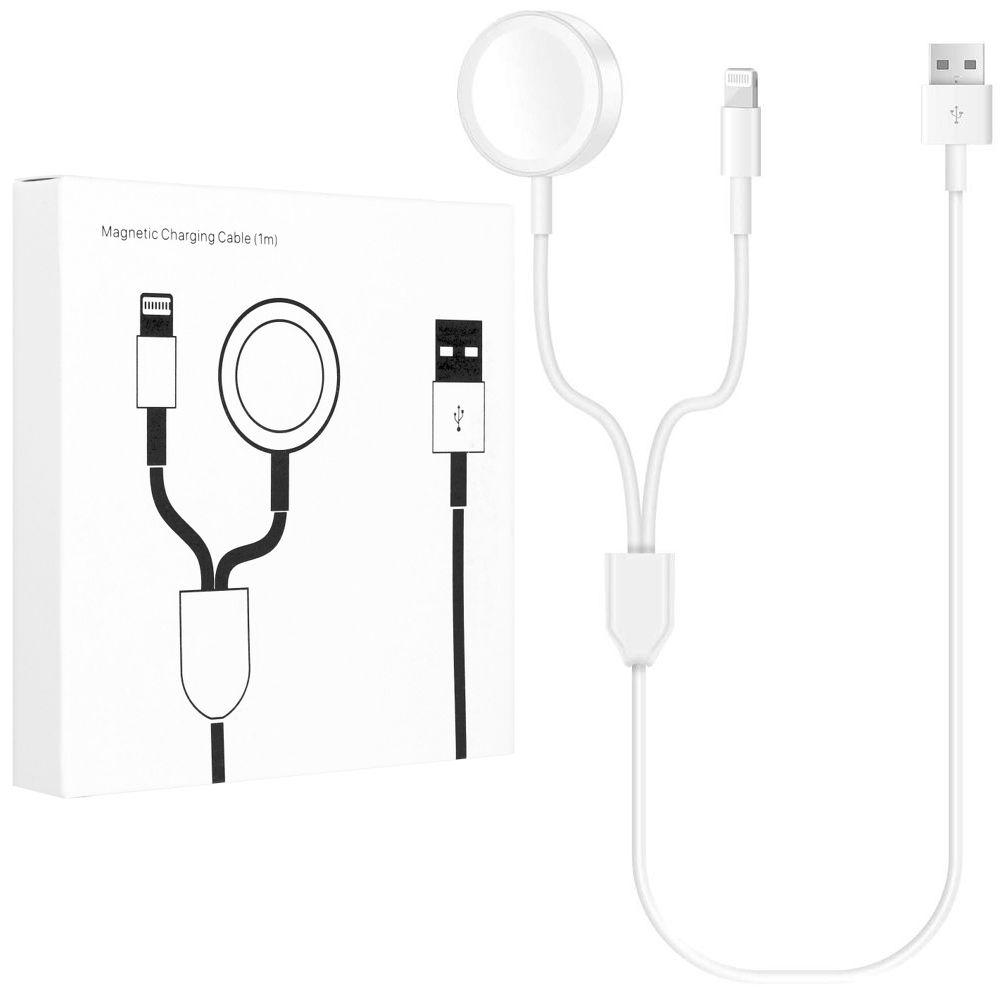 Kabel 2w1 Lightning + Ładowarka Magnetyczna Apple Watch | 100cm