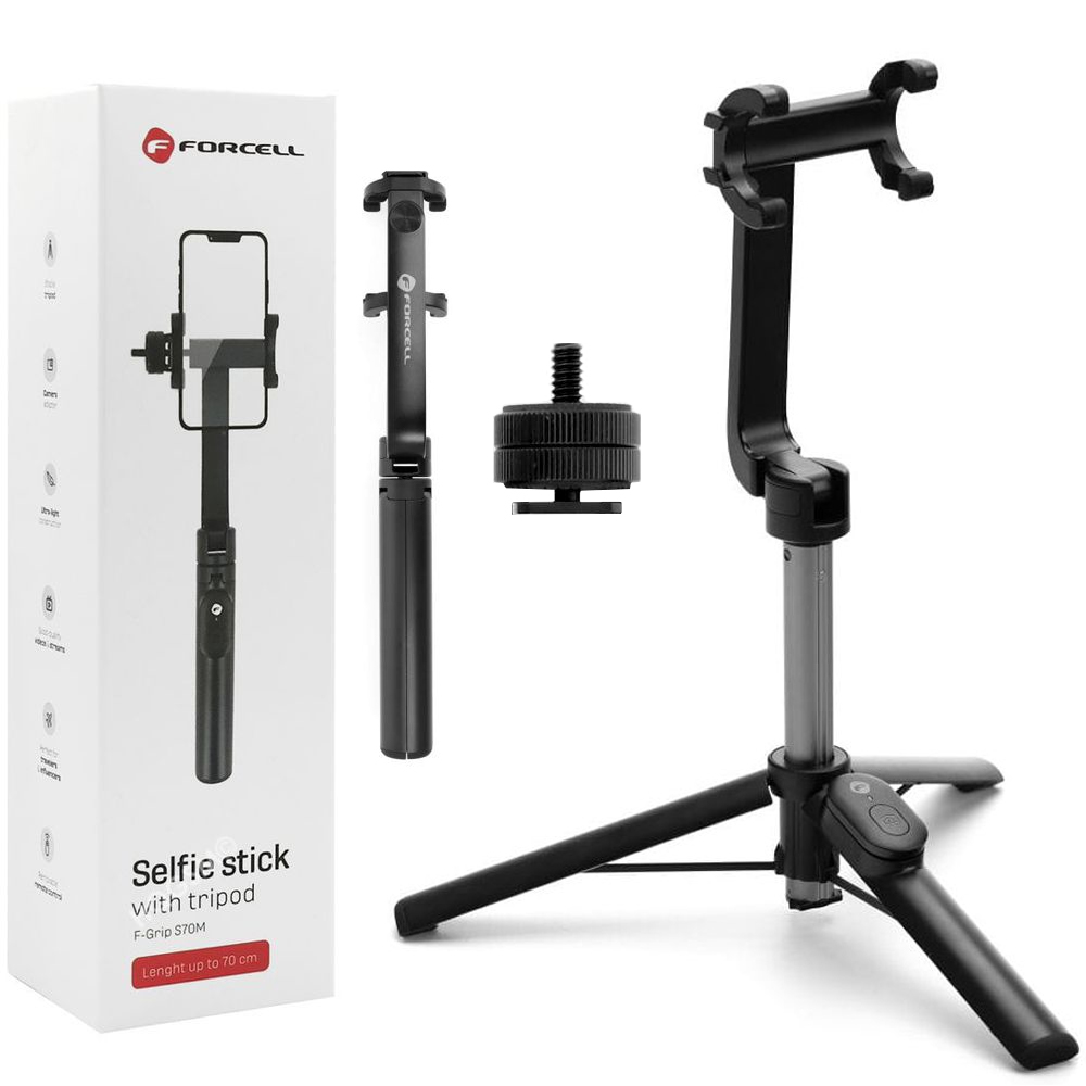Forcell | Kompaktowy Selfie Stick Bluetooth 2w1 | Tripod + Pilot | Telefon + Gwint 1/4&#8243;