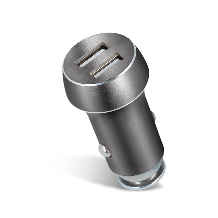 Aluminiowa Ładowarka Samochodowa 3.1A 2xUSB Titanium
