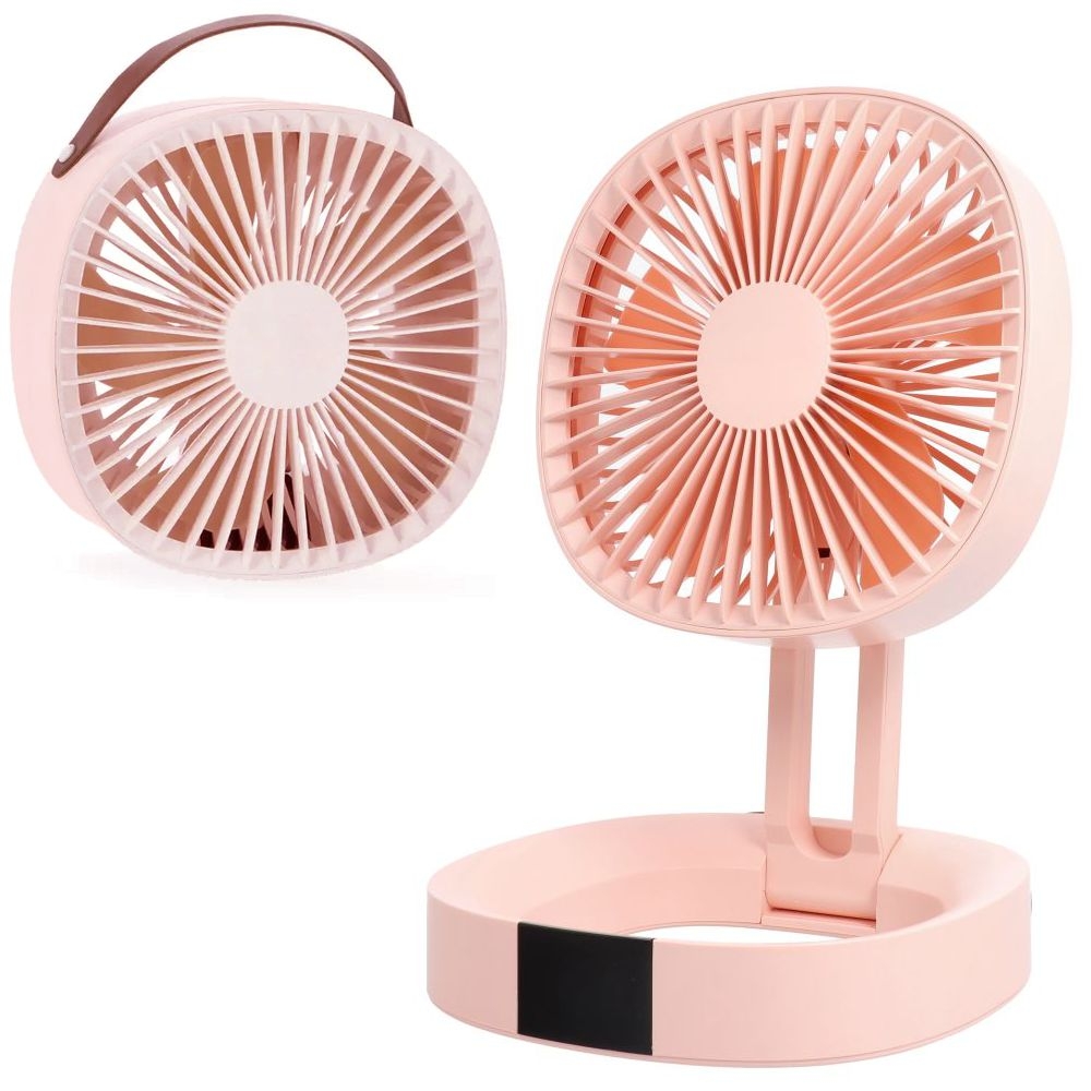 Mocny Wentylator USB-C z Wbudowaną Baterią | Biurkowy Ścienny | Różowy