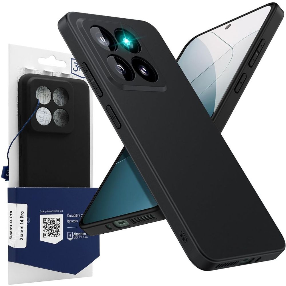 Cienkie Etui 3mk Matt Case | Black do Xiaomi 14 Pro