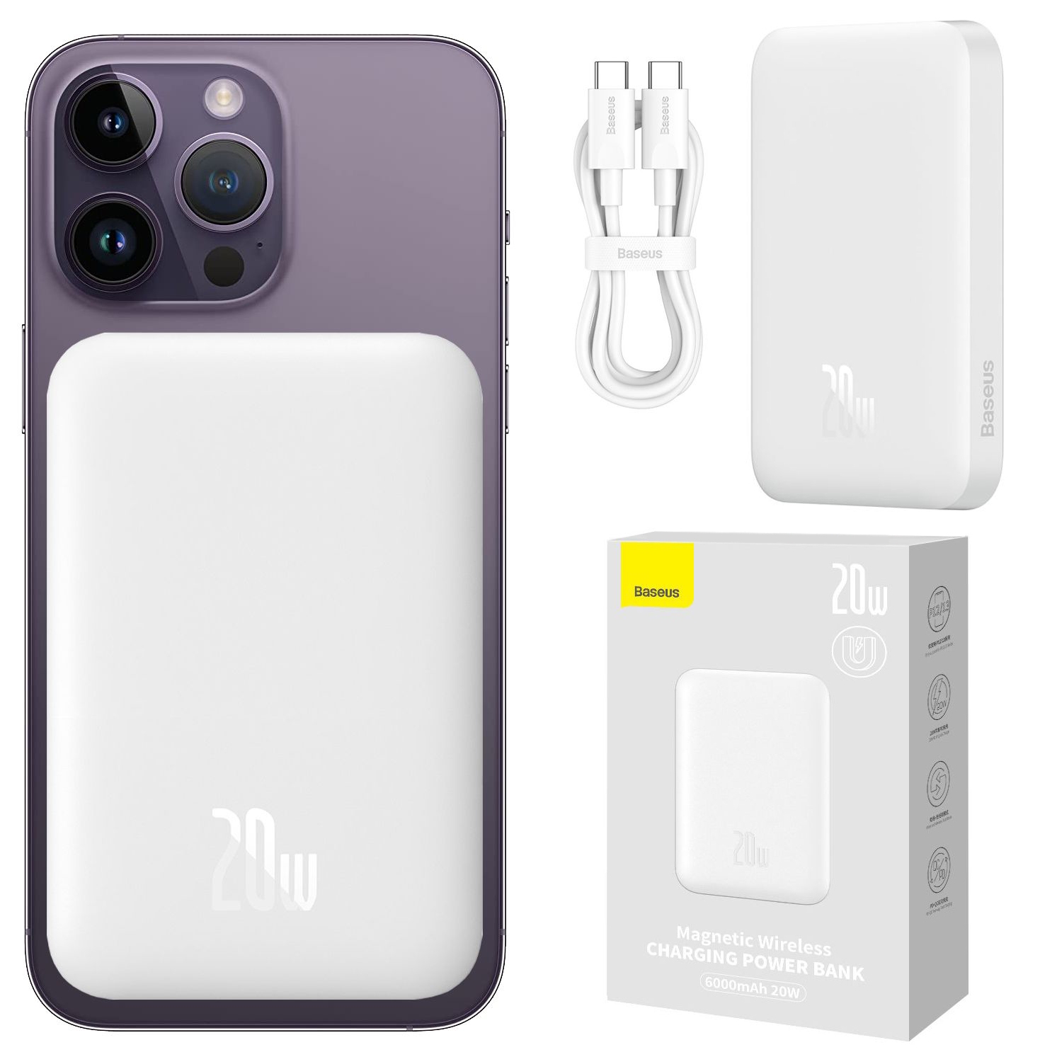 Baseus | Magnetic Wireless Battery Pack | PowerBank MagSafe USB-C | 6000mAh 20W