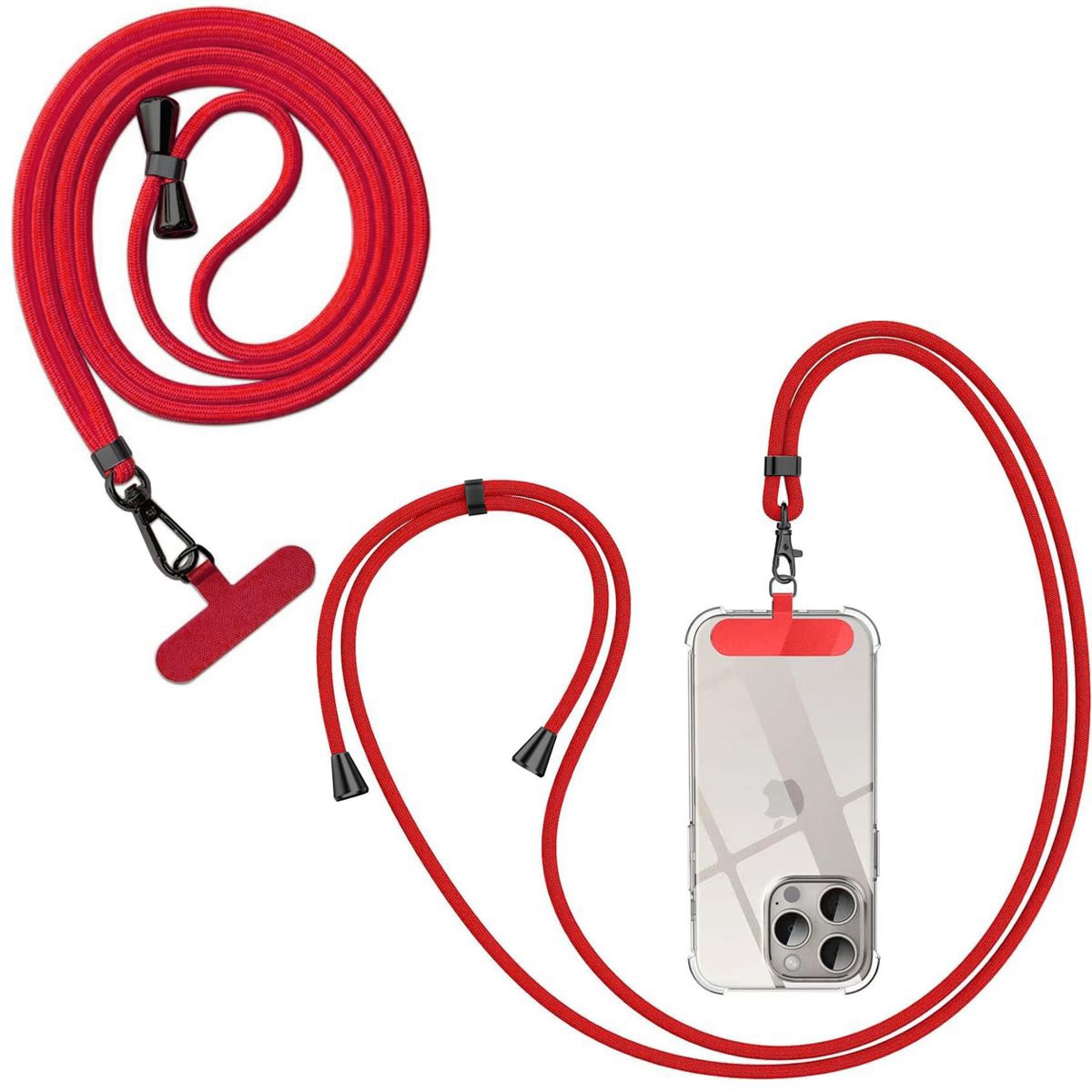 Zawieszka SWING 8mm | Regulowana Smyczka Sznurek na Szyję Ramię do Telefonu pod Etui | Czerwona