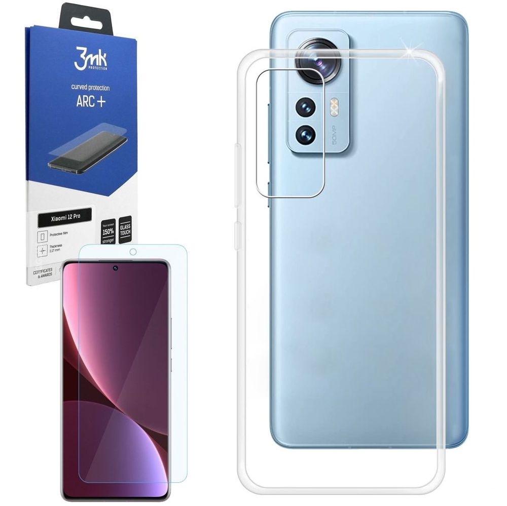 Cienkie Etui Feather Case | Bezbarwne | Clear + FOLIA 3mk ARC+ do Xiaomi 12 Pro