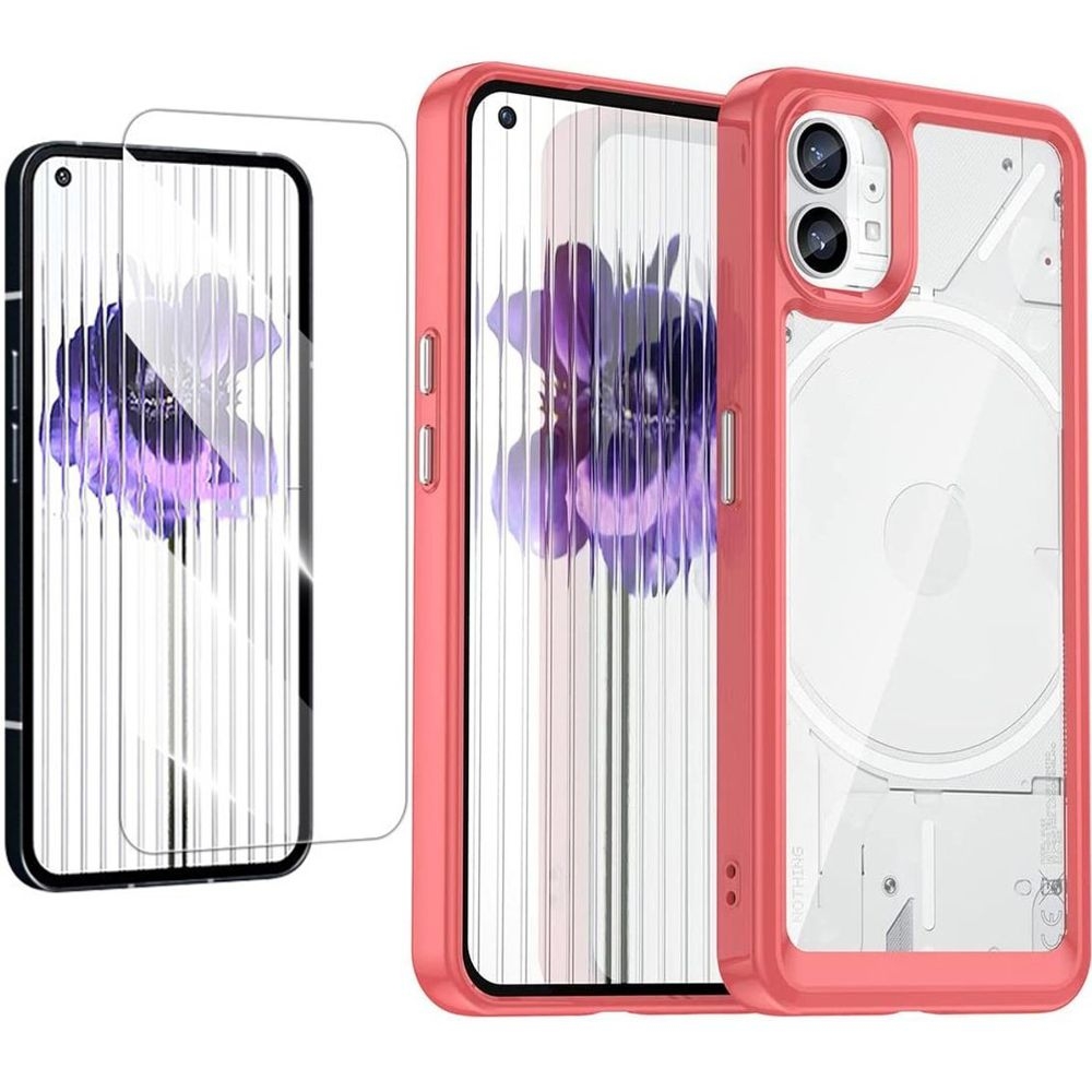 Etui Clear Hybrid Case | Red + SZKŁO do Nothing Phone (1)