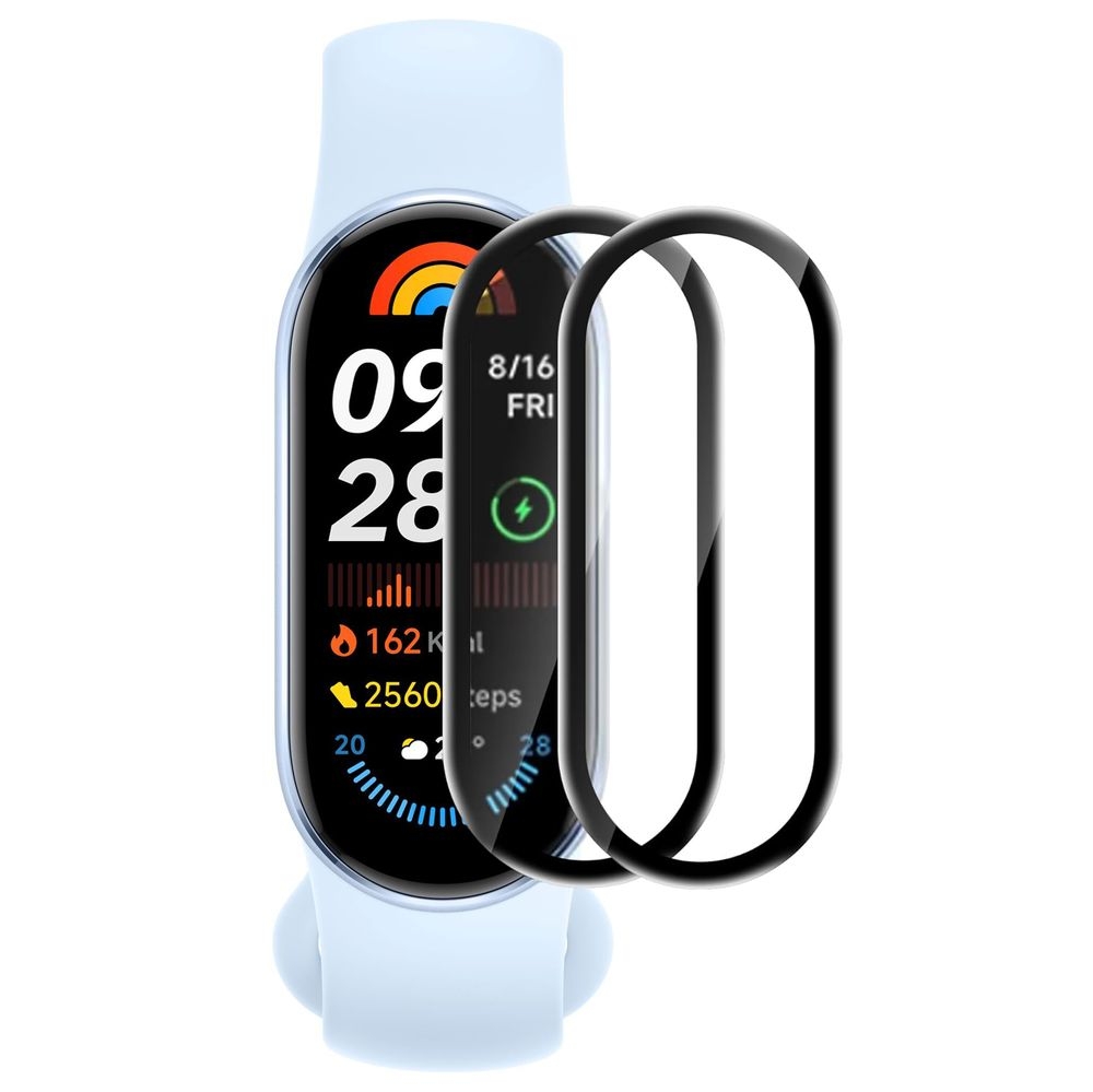 2x Szkło Hybrydowe | FULL COVER | Czarne do Xiaomi Mi Band 9 / NFC