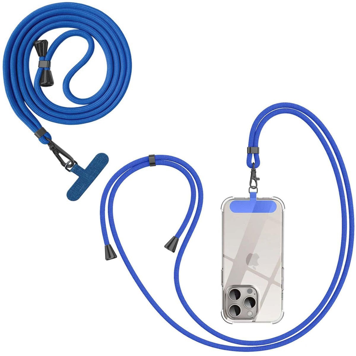 Zawieszka SWING 8mm | Regulowana Smyczka Sznurek na Szyję Ramię do Telefonu pod Etui | Niebieska