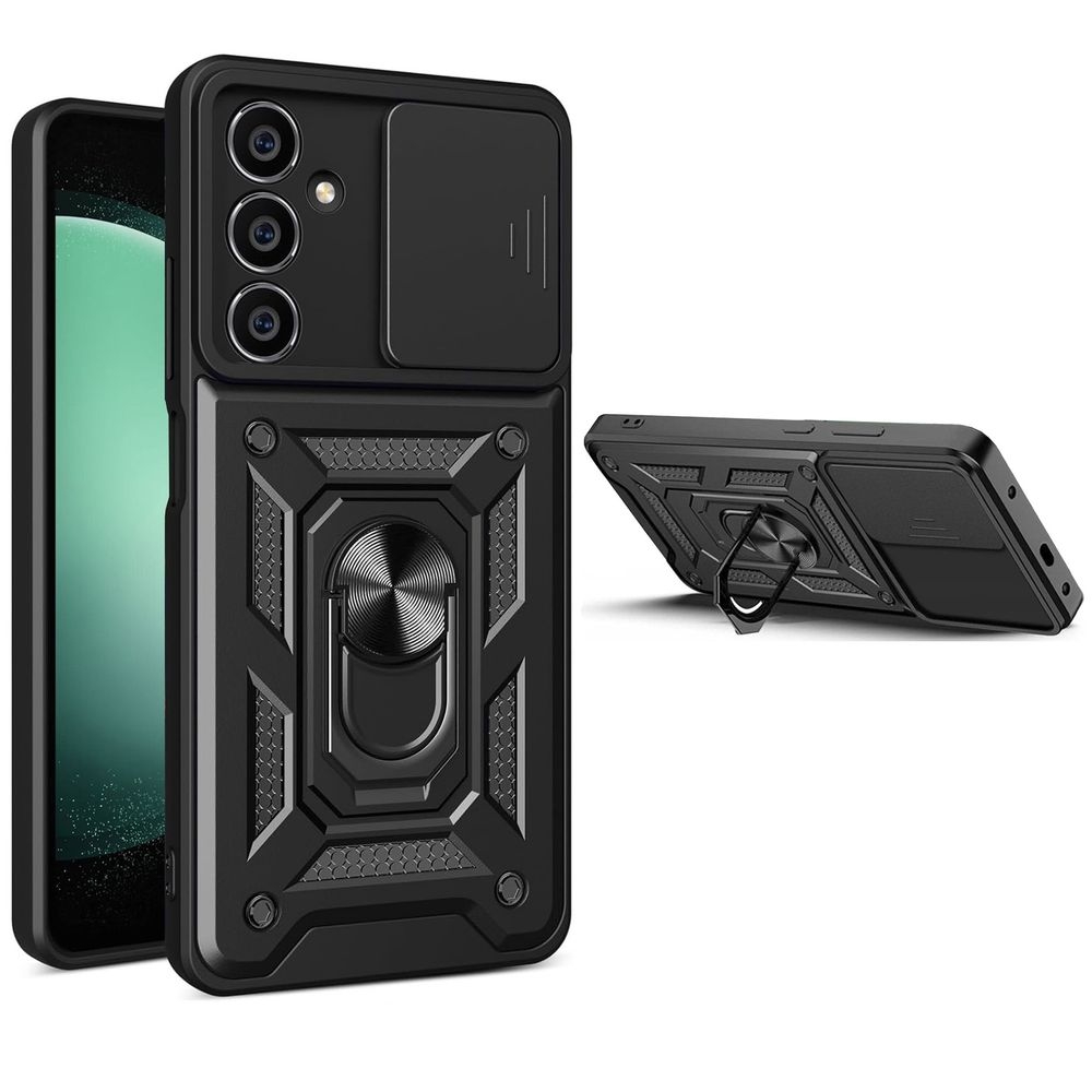 Hybrydowe Etui Ring Camshield | Czarne do Samsung Galaxy S23 FE
