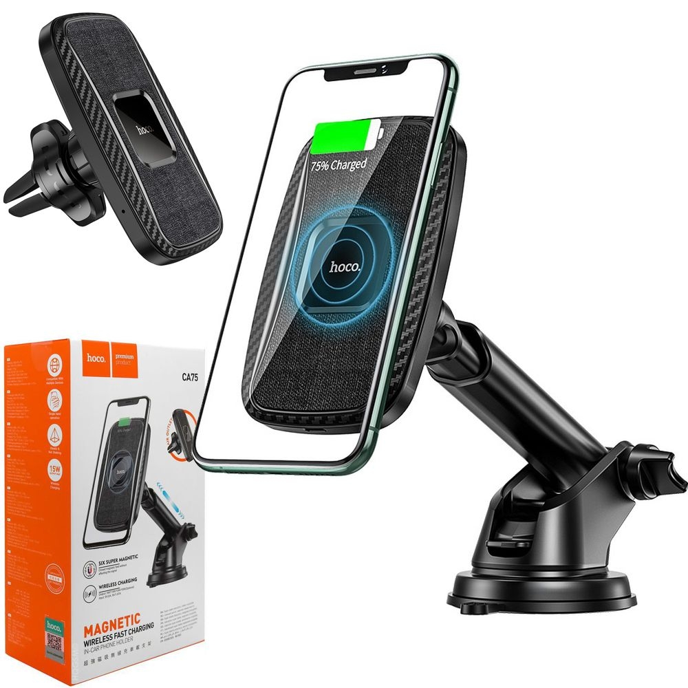 Hoco | Magnetyczny Uchwyt Indukcyjny USB-C | do Kratki | Qi 15W