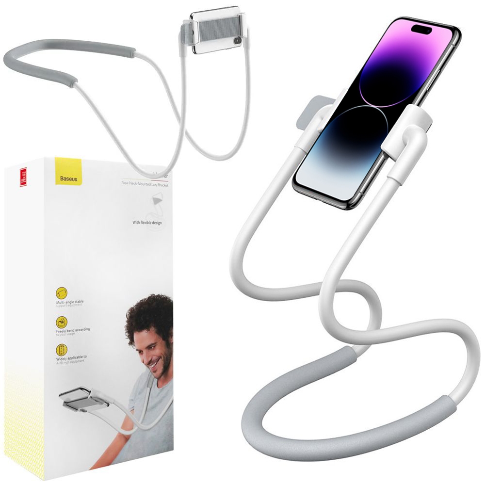Baseus Lazy Bracket | Uchwyt na Szyję na Tablet Telefon | Biały