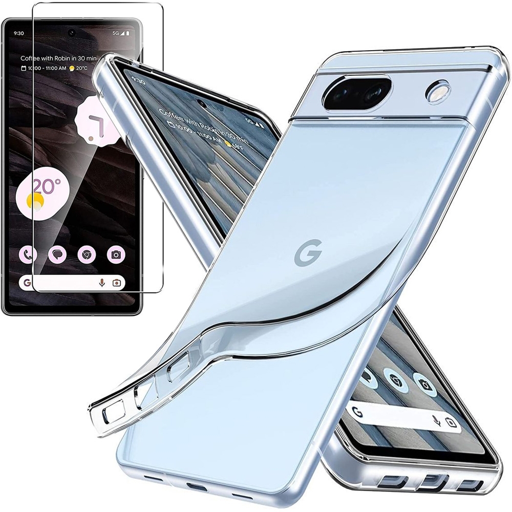 Cienkie Etui Feather Case | Bezbarwne | Clear + SZKŁO do Google Pixel 7a