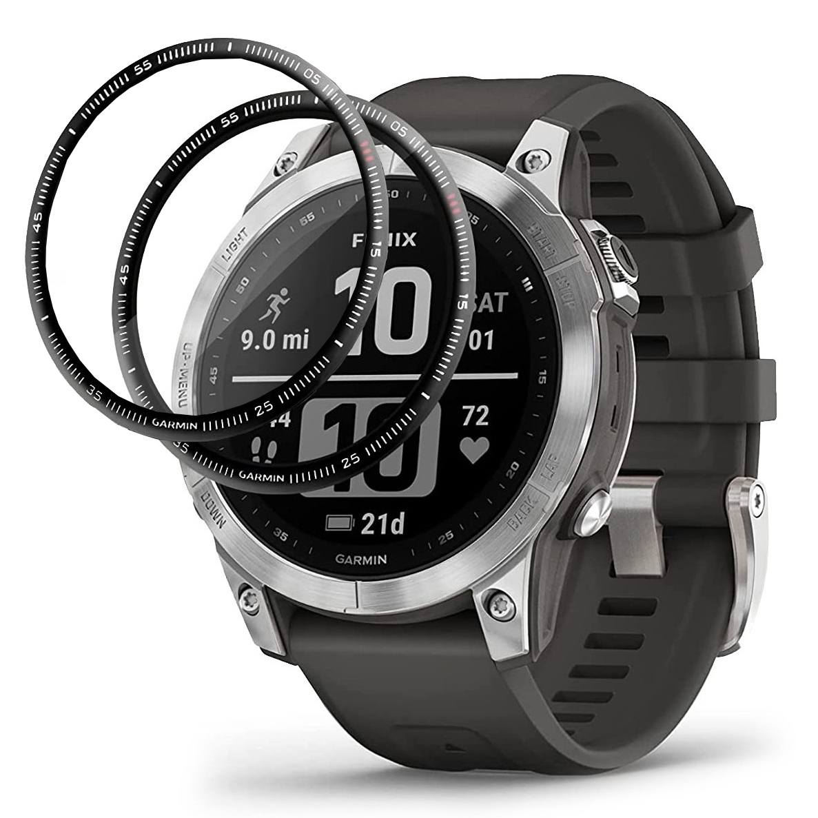 2x Szkło Hybrydowe | FULL COVER | Black do Garmin Fenix 7