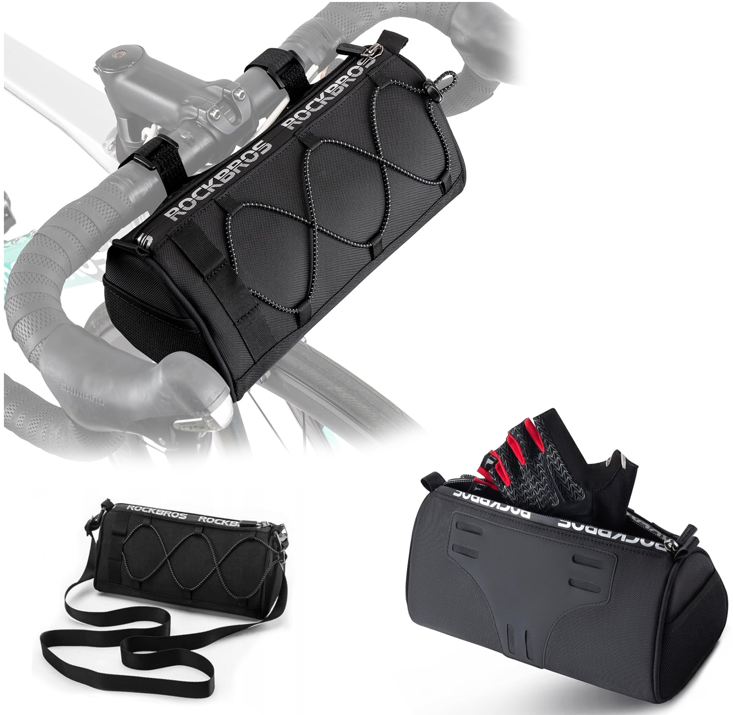 RockBros | Podłużna Sakwa Rowerowa Torba na Kierownicę Ramię | 1.5l