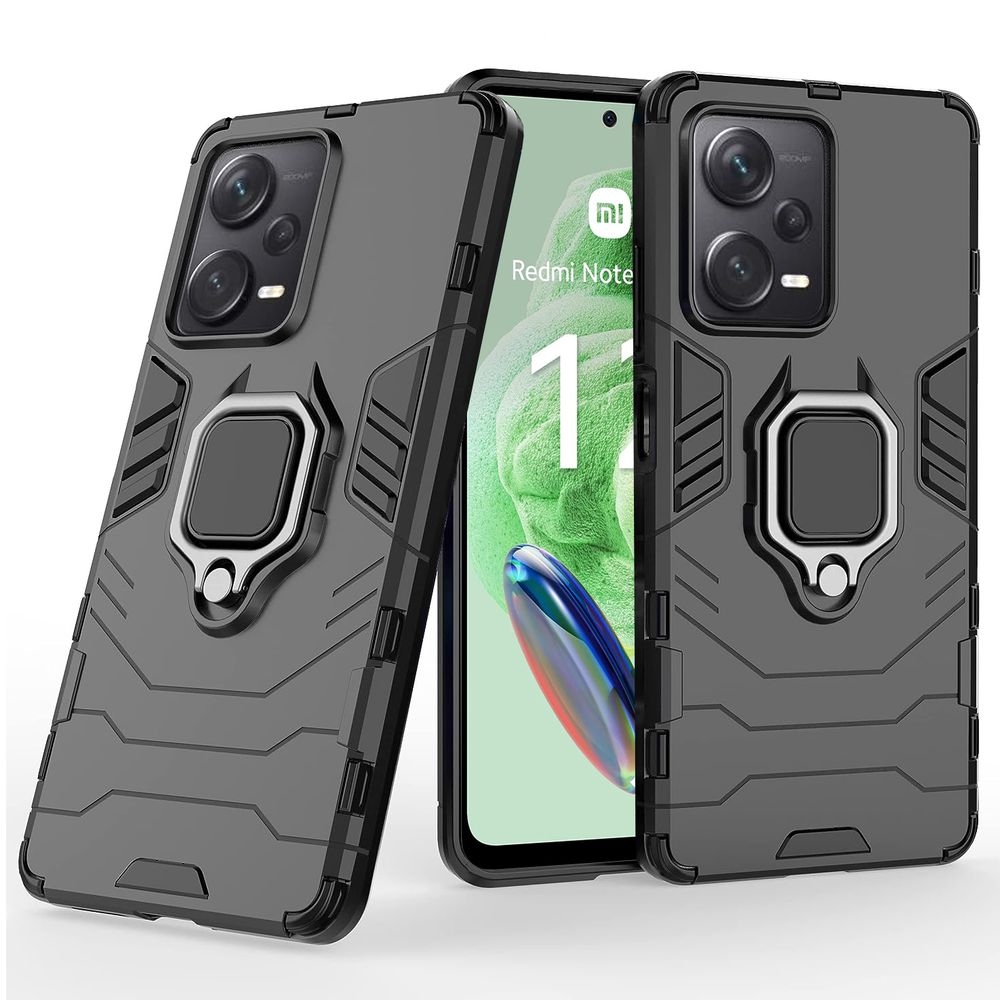 Hybrydowe Etui Armor Ring | Czarne do Xiaomi Redmi Note 12 5G
