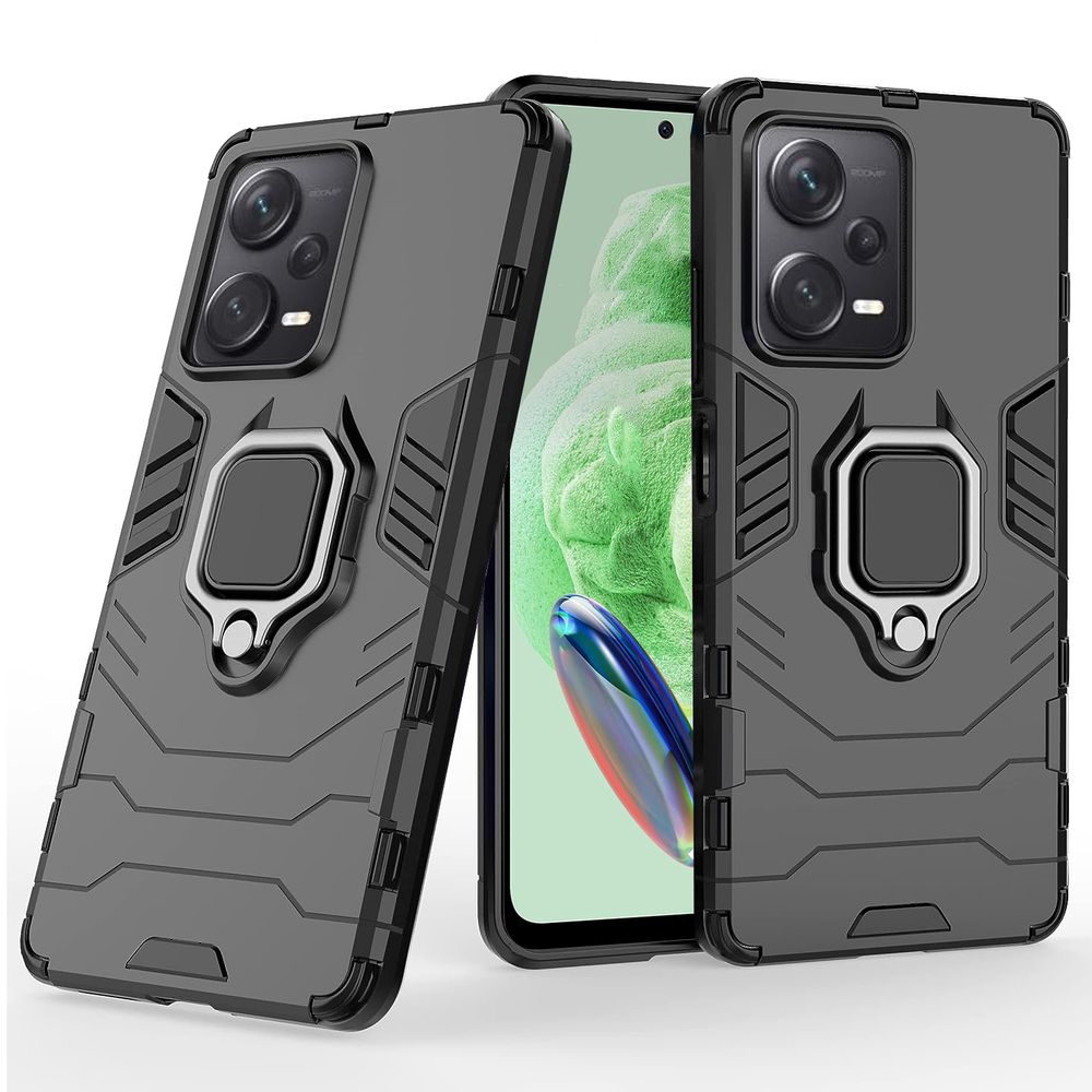 Hybrydowe Etui Armor Ring | Czarne do Xiaomi POCO X5 5G