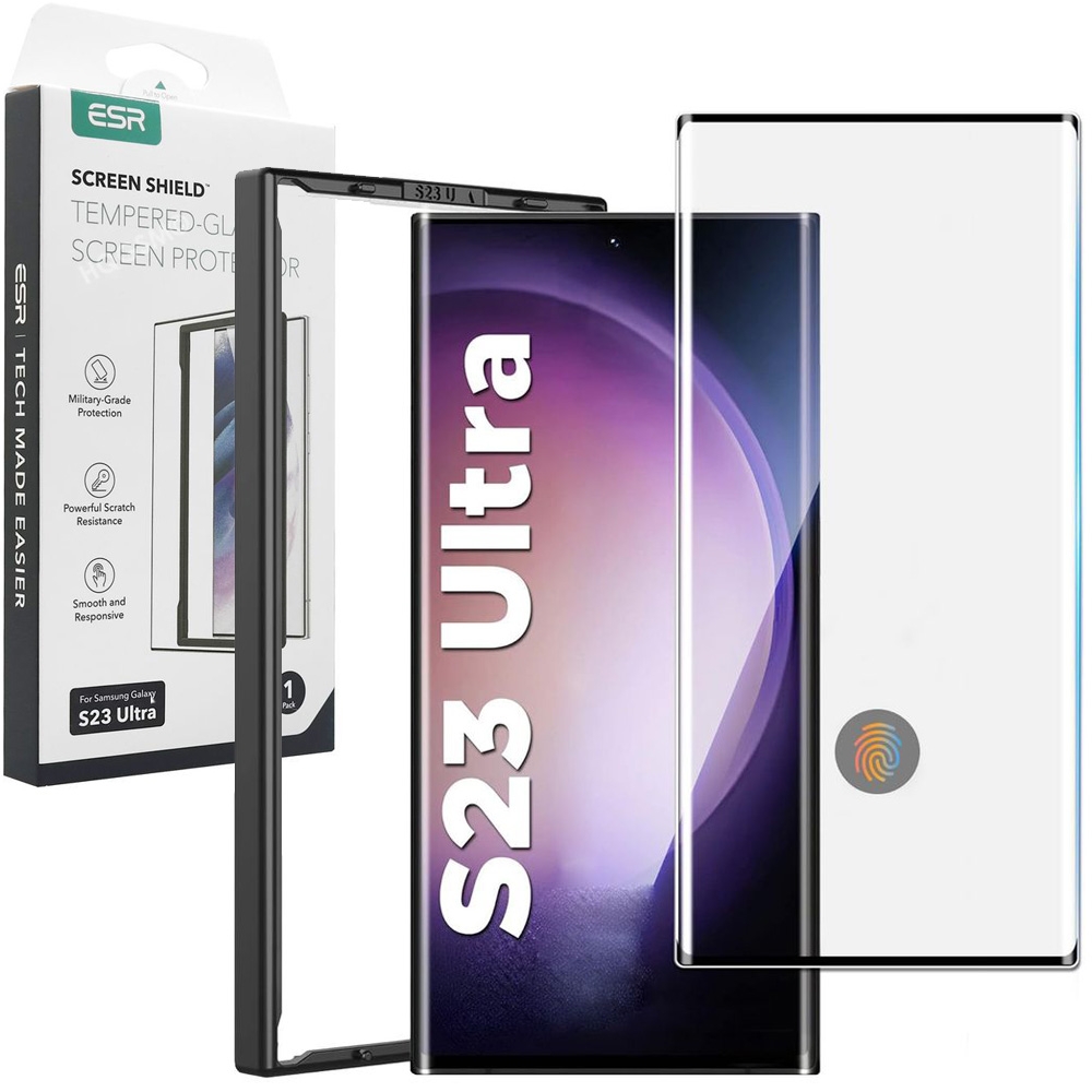 ESR Szkło Hartowane na Ekran | Czarne do Samsung Galaxy S23 Ultra