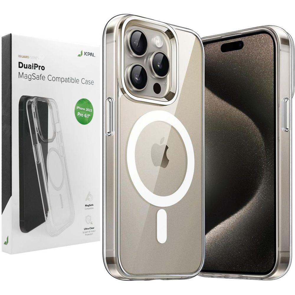 Etui JCPAL DualPro MagSafe Case | Crystal Clear do Apple iPhone 15 Pro |