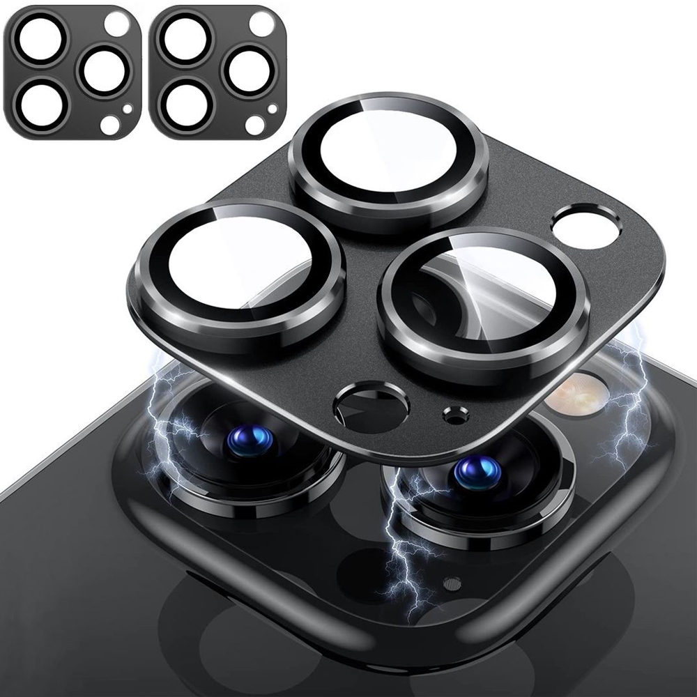 2x CamRing Alu | Szkło na Aparat Nakładka  | Black do Apple iPhone 14 Pro / Pro Max