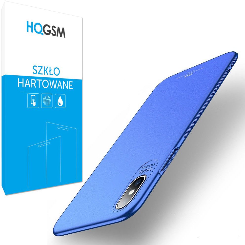 Apple iPhone Xs Max | Cienkie Etui MSVII Frosted Shell | Niebieskie + SZKŁO