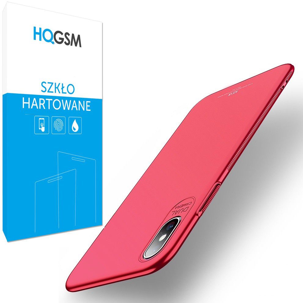 Apple iPhone Xs Max | Cienkie Etui MSVII Frosted Shell | Czerwone + SZKŁO
