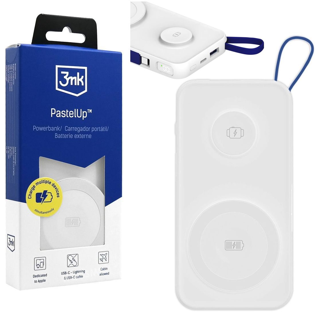 3mk PastelUp | Powerbank 22.5W Ładowarka z MagSafe USB-C USB-A 10000mAh do Apple Watch