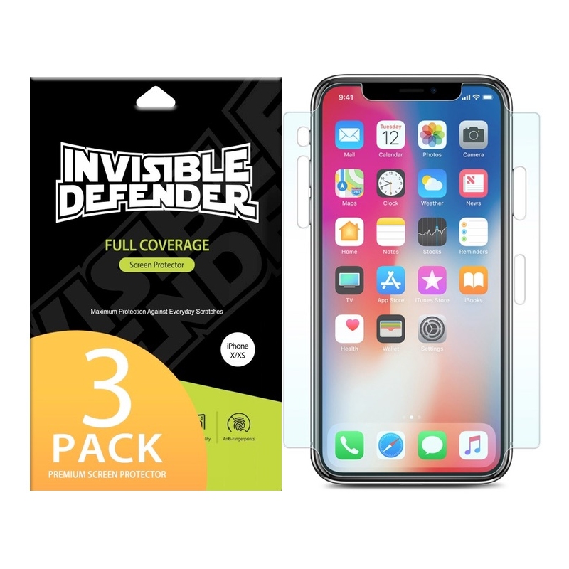 Apple iPhone Xs | Folia Ringke Invisible Defender | Cały Ekran | 3szt