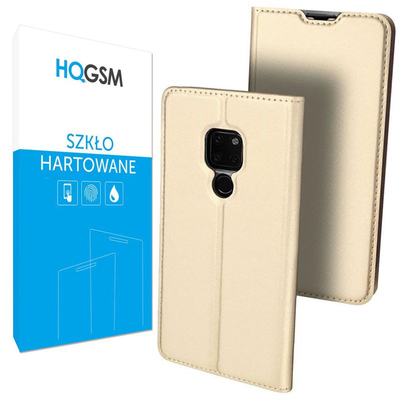 Huawei Mate 20 | Etui z Klapką DUX DUCIS | SkinPro | Gold + SZKŁO