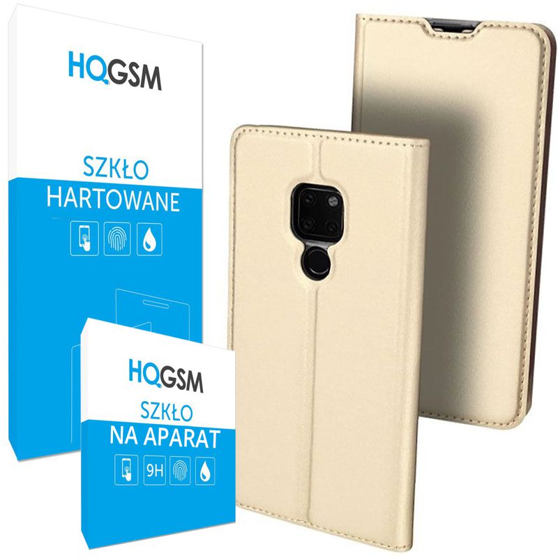 Huawei Mate 20 | Etui z Klapką DUX DUCIS | SkinPro | Gold + SZKŁO na Ekran i Obiektyw