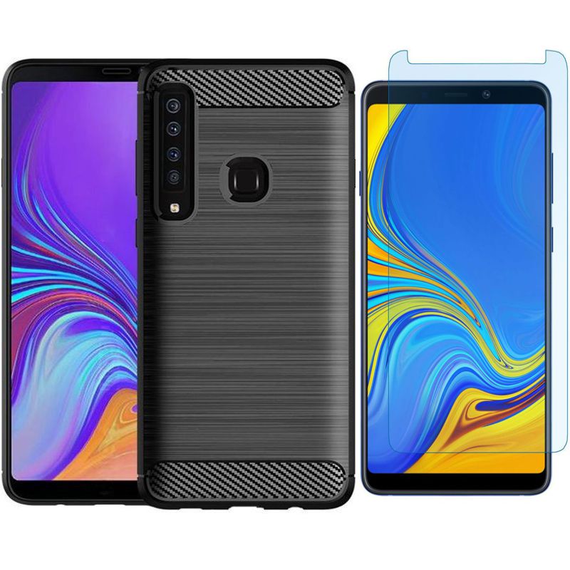 Samsung Galaxy A9 2018 | Etui CARBON Soft Case | Coal Black + SZKŁO