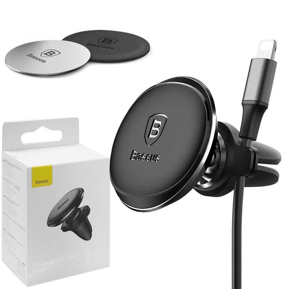 Baseus Magnetic  | Magnetyczny Uchwyt na Kratkę z Mocowaniem na Kable | Black