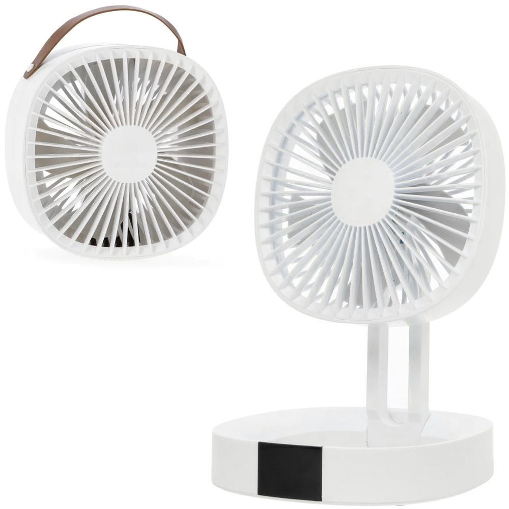 Mocny Wentylator USB-C z Wbudowaną Baterią | Biurkowy Ścienny | Biały