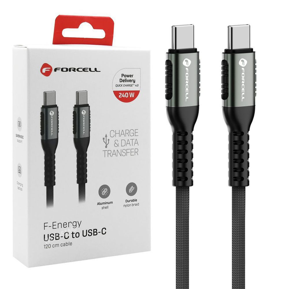 Forcell | Nylonowy Kabel USB-C PD QC 4.0 | 240W | Android Auto | 120cm