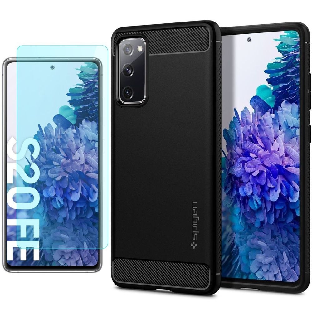 Etui SPIGEN Rugged Armor | Black + SZKŁO do Samsung Galaxy S20 FE / 5G