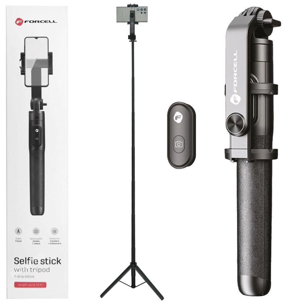 Forcell | Duży Długi Selfie Stick Bluetooth 2w1 | Tripod + Pilot | 150cm 1.5m