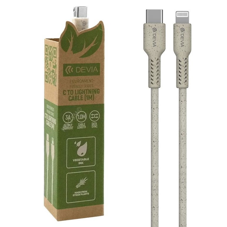 Devia Plant Straw | Kabel USB-C na Apple Lightning | 100cm