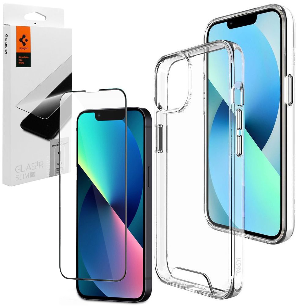 Etui JCPAL DualPro Case | Crystal Clear + SZKŁO Spigen do Apple iPhone 13