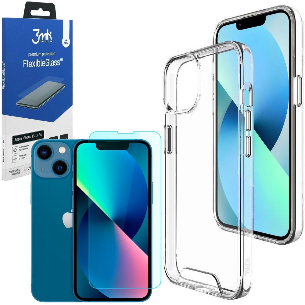 Etui JCPAL DualPro Case | Crystal Clear + SZKŁO 3mk FG do Apple iPhone 13