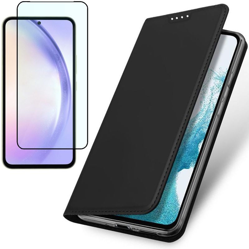 Etui z Klapką | DUX DUCIS | Skin Pro | Black + SZKŁO 5D do Samsung Galaxy A54 5G