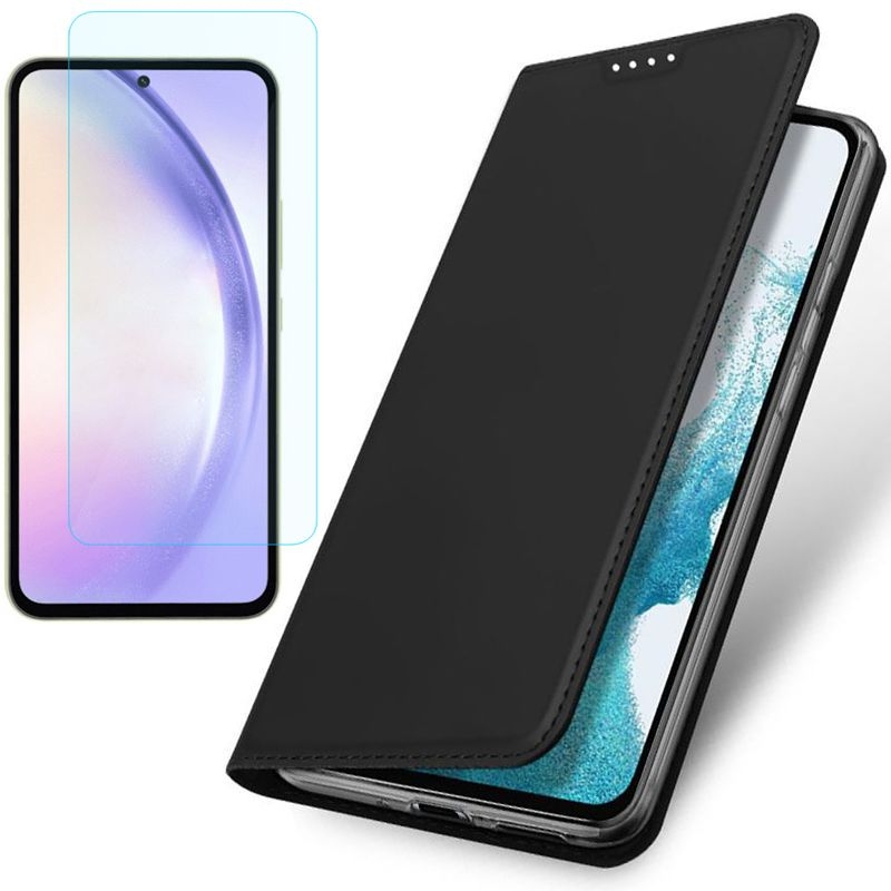 Etui z Klapką | DUX DUCIS | Skin Pro | Black + SZKŁO do Samsung Galaxy A54 5G
