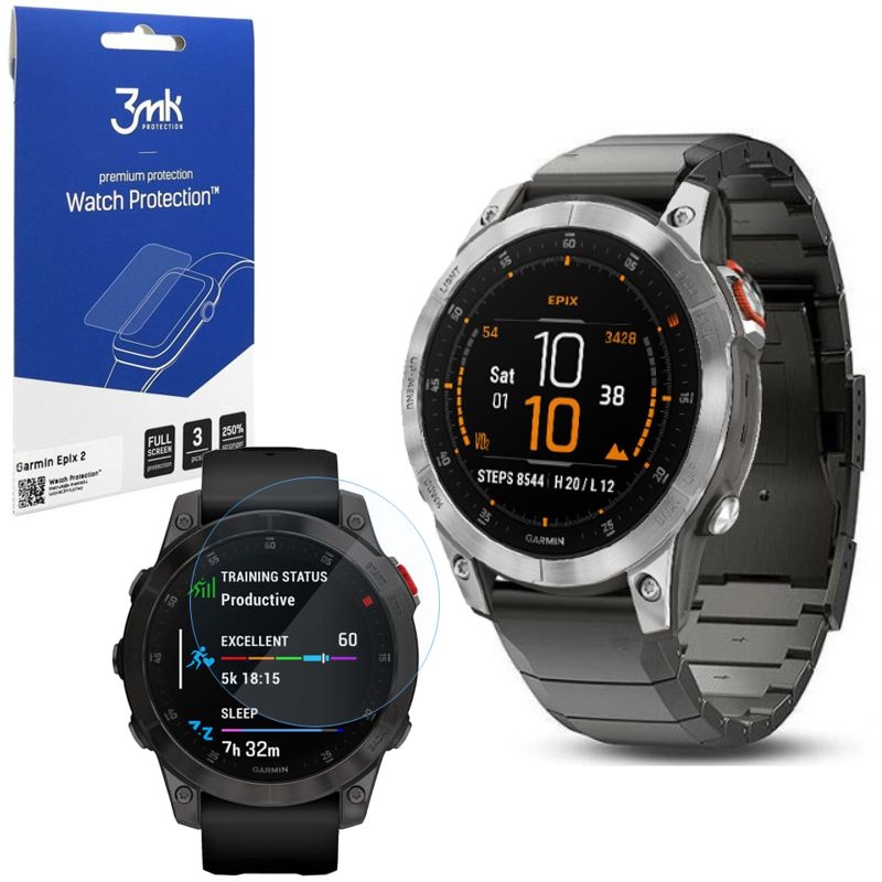 Stalowy Pasek Bransoleta | Black + 3x FOLIA 3mk do Garmin epix 2