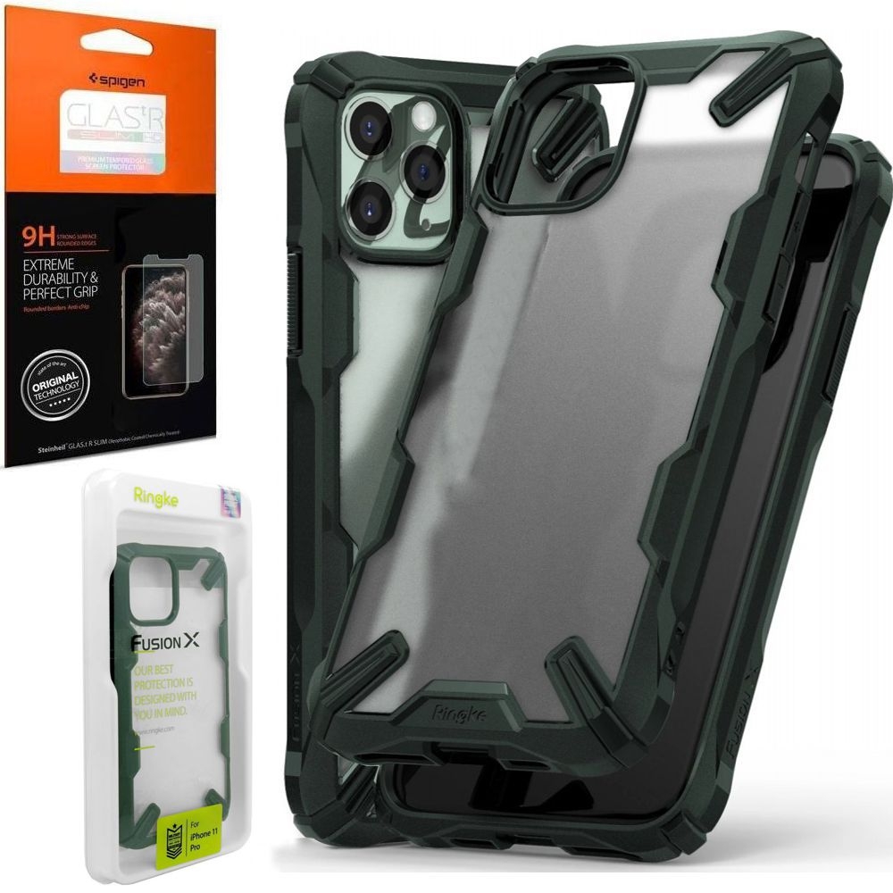 Apple iPhone 11 Pro | Etui RINGKE Fusion X | Matowe | Matte Dark Green + SZKŁO GLAS.tR