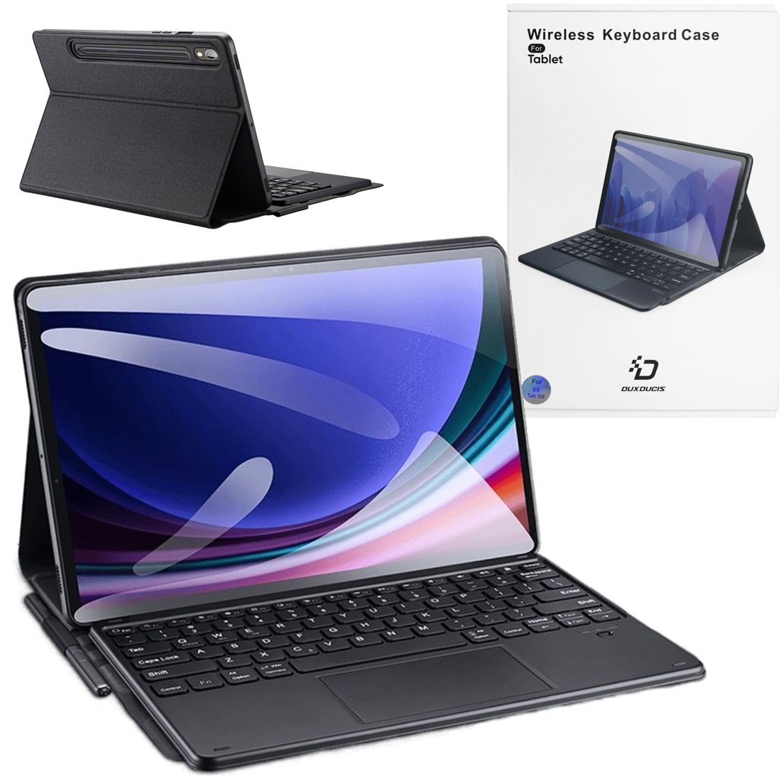 Dux Ducis | Zamykane Etui z Klawiaturą Bluetooth | Czarne do Samsung Galaxy Tab S9 11&#8243; X710/X716B
