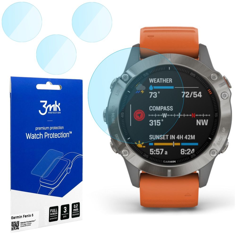 Nietłukące Szkło Hybrydowe 3mk Flexible Glass | 3 sztuki do Garmin Fenix 5/6/6 Pro